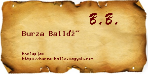 Burza Balló névjegykártya